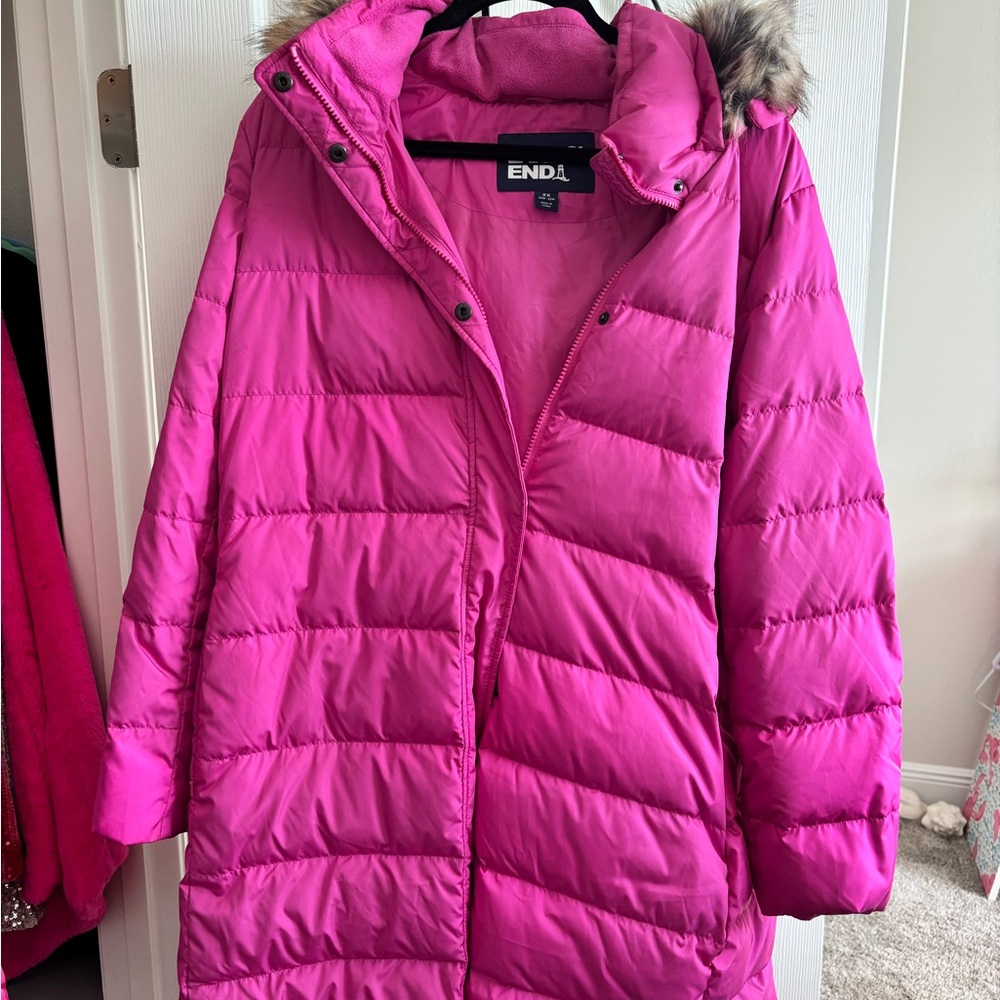Lands' End Fuchsia Puffer Coat 2X